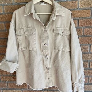 Khaki Cargo/Military Style Shirt-Jacket